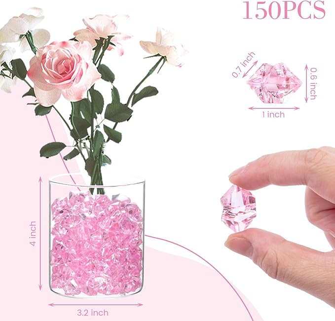 DOMESTAR Pink Fake Ice, Plastic Crystals Gems, Vase Fillers DIY Craft Makeup - Image 4