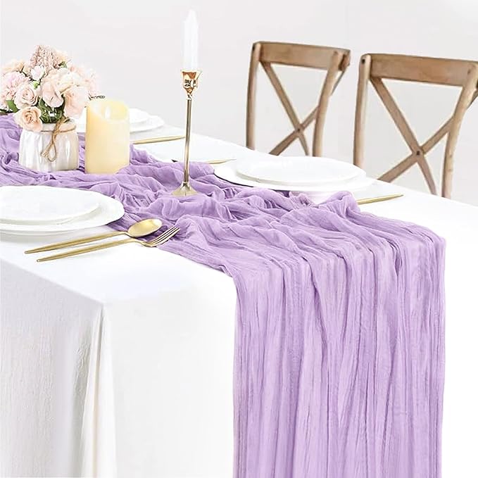 Lilac Purple Cheese Cloth Table Runner Boho Romantic 10ft Gauze Cheesecloth by BlueTopCoLtd