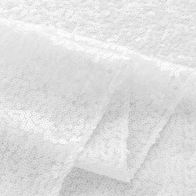 Sugargirl White Sequin Backdrop Curtain 2 Panels 2FTx8FT Glitter White - Image 8