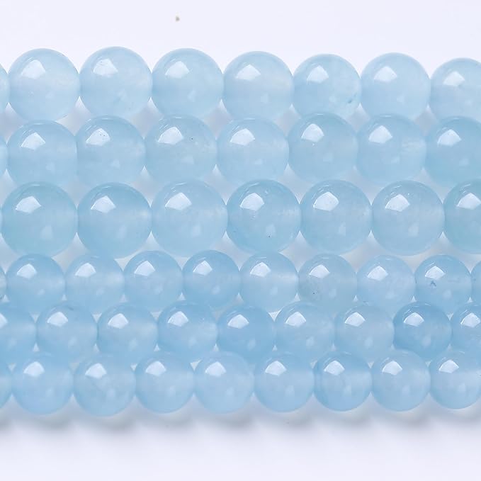 Ice Blue Chalcedony Stone Beads Gemstone Round Crystal Energy Jade Beads Stone by Unknown