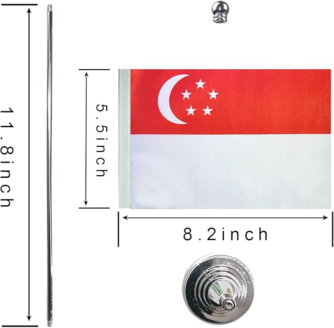 GentleGirl.USA Singapore Table Flags, Stick Small Mini Singaporean Flag Office - Image 2
