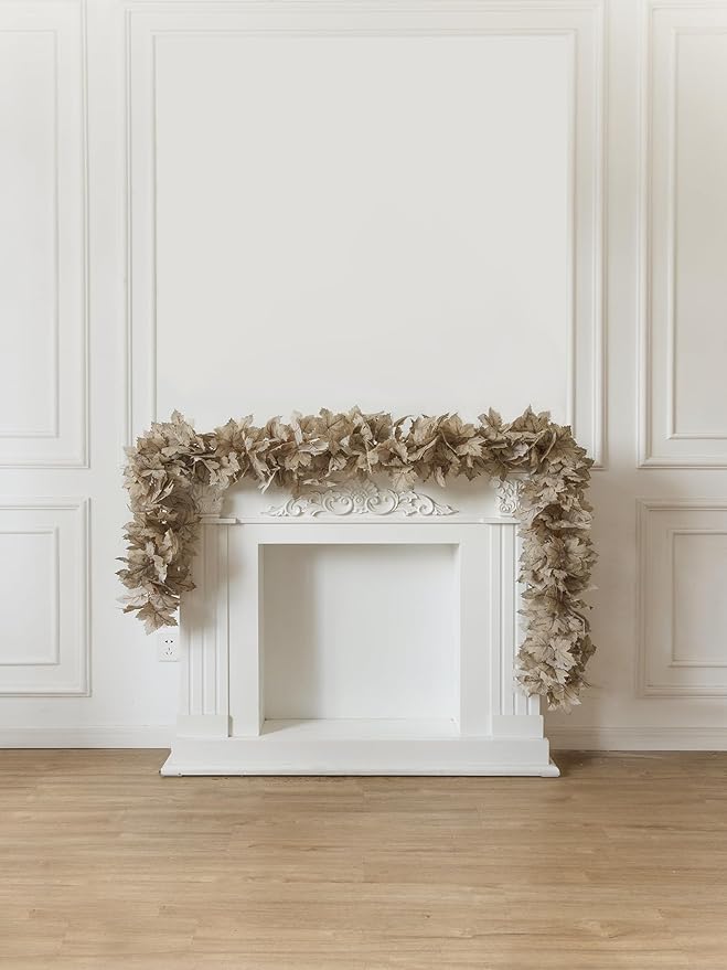 6PCS Beige Fall Maple Leaves Garland, 5.6Ft Artificial Maple Leaf Autumn - Image 6