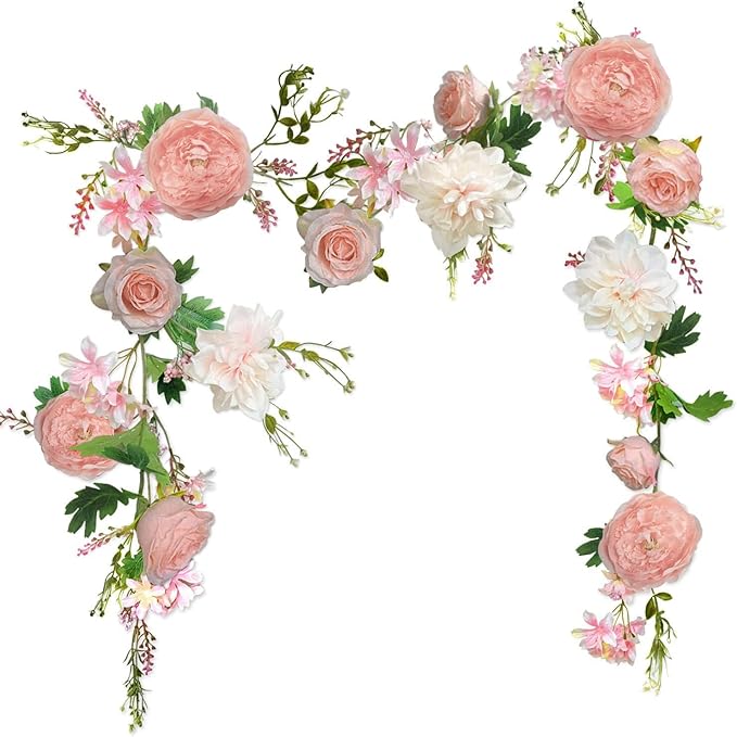 Rose Flower Vine, Peony Flowers, Center Flower Decoration, Floral Garland by OrgMemory