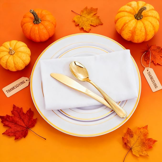 WDF 120 Pieces Gold Plastic Silverware - Image 5