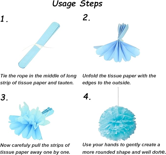 Hanging Paper Fans Tissue Paper Pom Poms Flower and Honeycomb Balls - Image 6