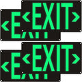 Photoluminescent Exit Sign Black, 14.25"x 7.5" Glow In The Dark Exit Signs by Unknown