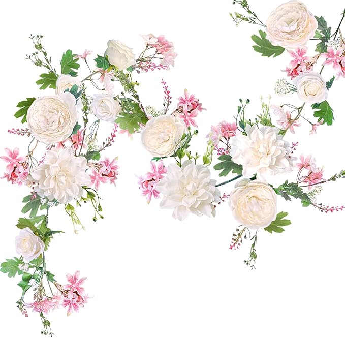 Peony Flower Garland, Rose Flower Swag by OrgMemory