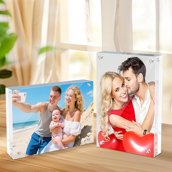 5x7 Acrylic Magnetic Picture Frame, 20 mm Thick Clear Double Sided Freestanding - Image 3