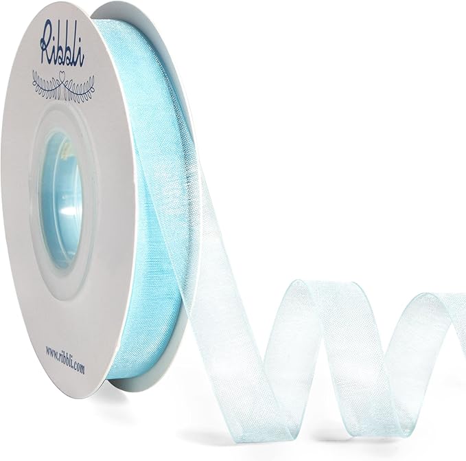 Ribbli Light Blue Organza Ribbon, 1/2 Inches x Continuous 50 Yard, Light Blue by Ribbli