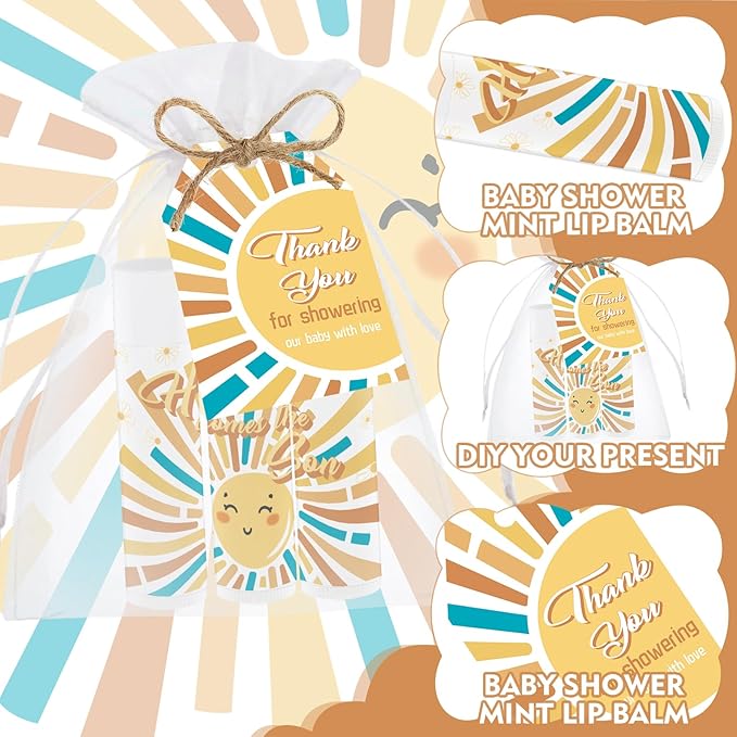 50 PCS Here Comes The Sun Baby Shower Lip Balms Bulk Gift - Image 3