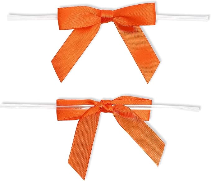 Bright Creations 100 Pack Orange Twist Tie Bows - Image 5