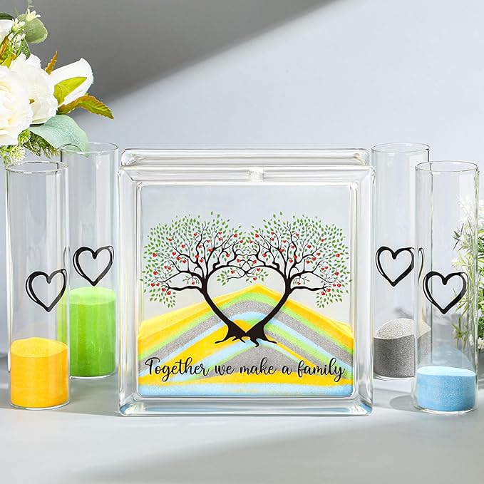 Wedding Unity Sand Set Include Vases Square Glass Jar Container 12 oz Sand by Anglechic