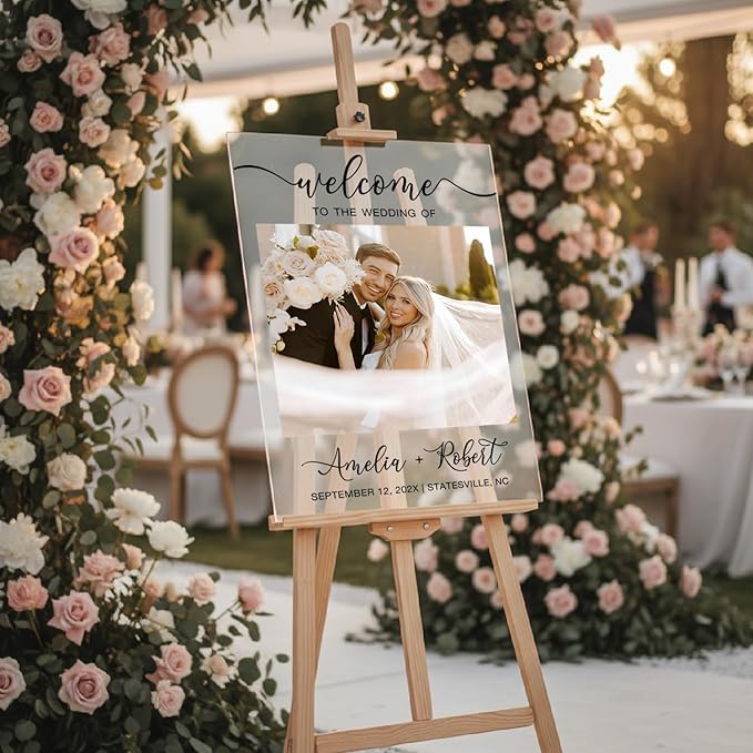 Personalized Wedding Photo Acrylic Welcome Sign – Custom Picture Board - Image 4