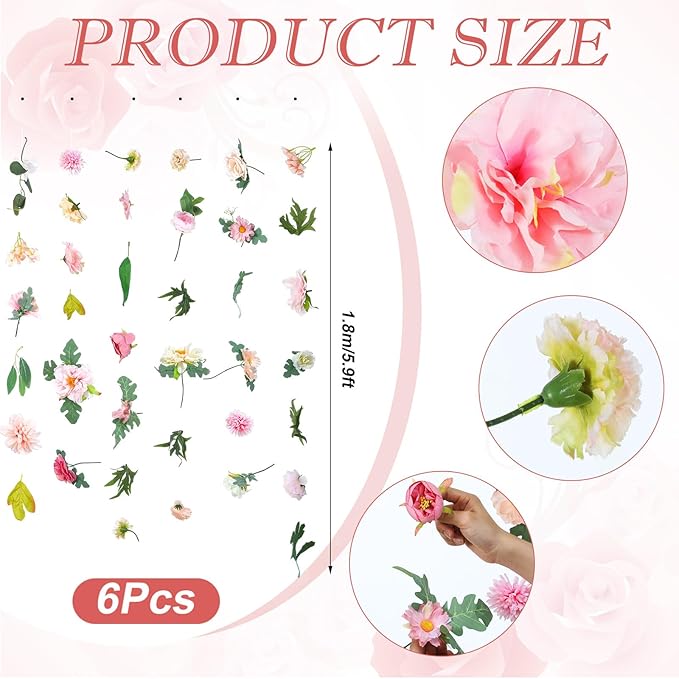 XunYee 6 Pcs 35.4 ft Flower Garlands Hanging Wildflower Backdrop Decoration - Image 2