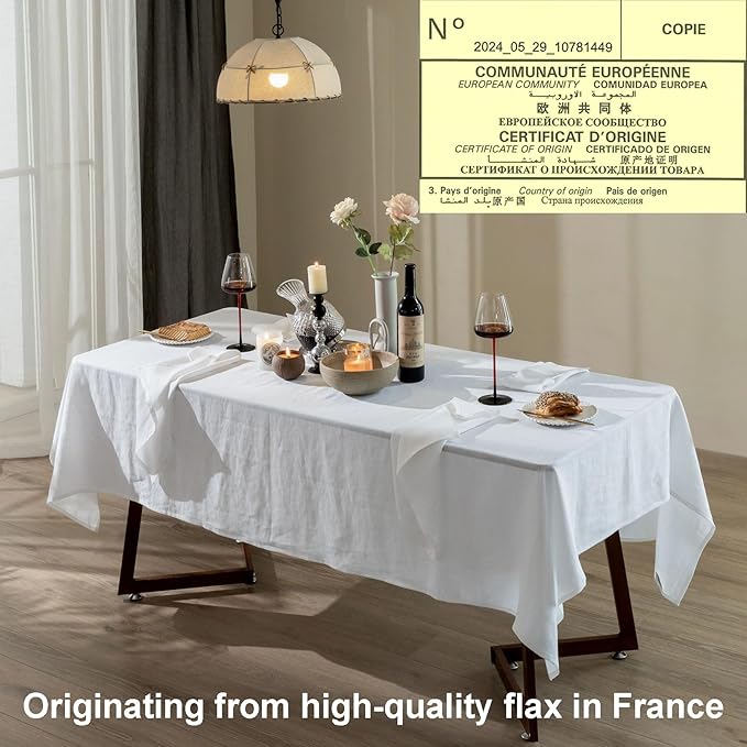 Talasily Linen Tablecloth 100% Pure Linen Table Cloth 60x144 Inches Rectangle - Image 3