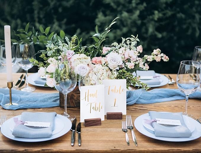 UNIQOOO 20 Pack Place Card Holders | Rustic Walnut Wood Escort Cards Display - Image 4