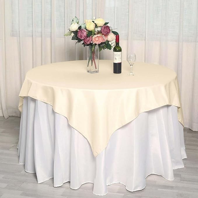 Efavormart 70" Square Linens Beige Wholesale Linens Polyester Square Linen - Image 2
