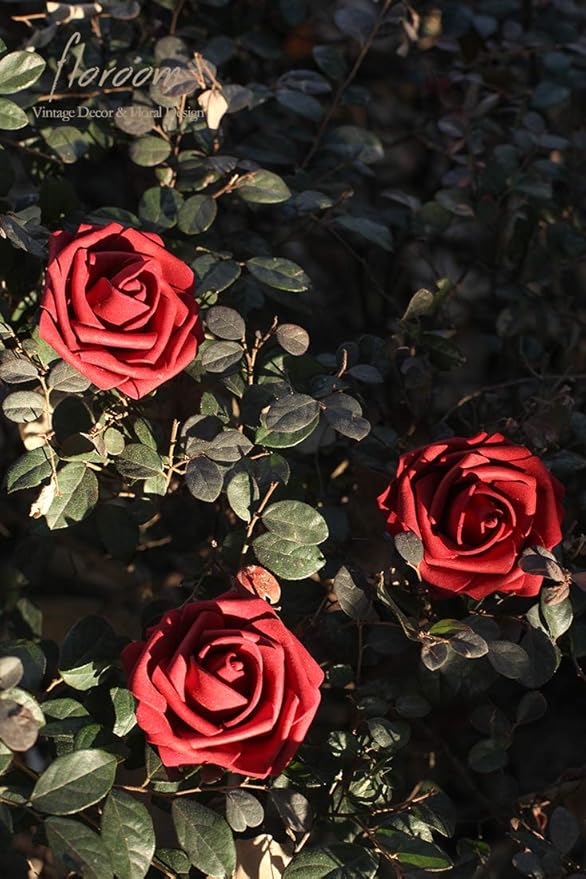 Floroom Artificial Flowers 25pcs Real Looking Dark Red Foam Fake Roses - Image 6