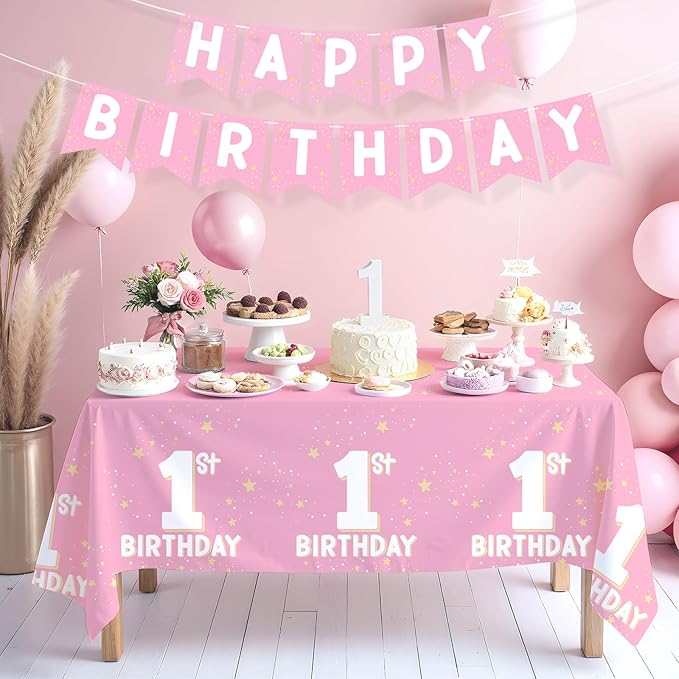 Gatherfun Baby Girl Party Supplies Set: 1st Birthday Decorations, Includes - Image 3