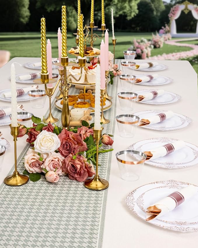 Goodluck 350 Piece Rose Gold Plastic Dinnerware Set - Image 6