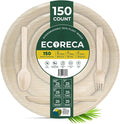 150-Piece Biodegradable Palm Leaf Dinnerware Set | 10", 5” Inch Round Plates by ECORECA