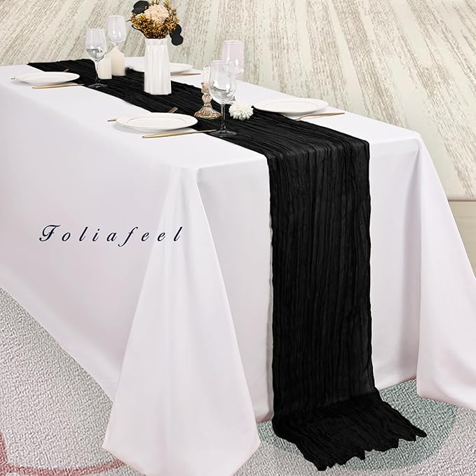 10FT 20 Pack Black Cheesecloth Table Runner 20 x 120 Inch Long Boho Fabric - Image 4