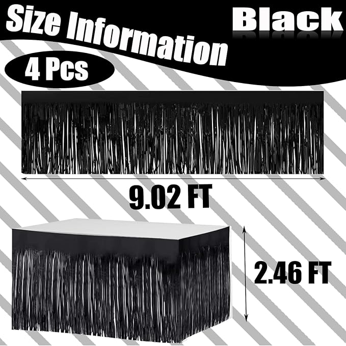 4 Pack 29x108 Inch Metallic Foil Fringe Tinsel Table Skirts - Image 2