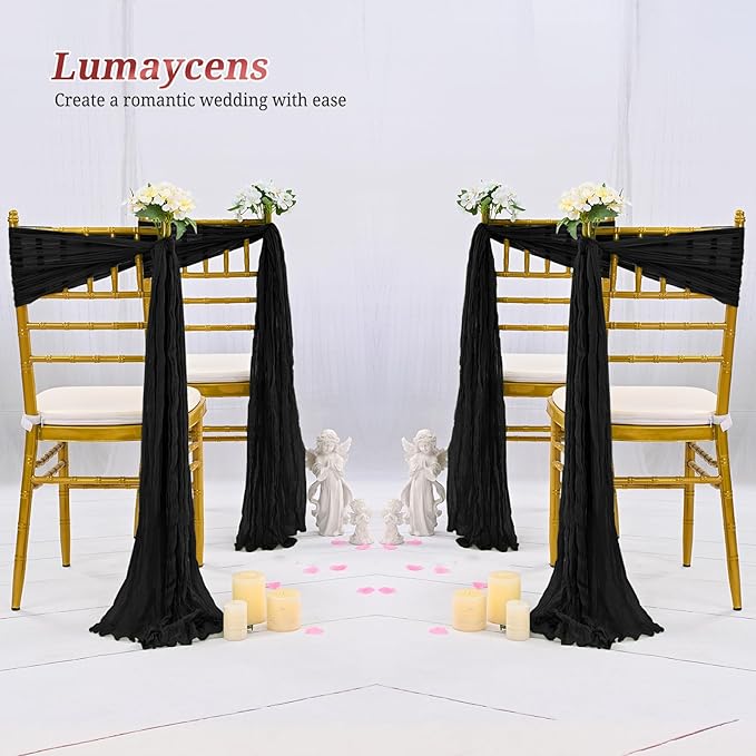50 PCS Cheesecloth Chair Sashes Bows Wedding Aisle Decorations Chair Ribbon - Image 6