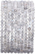 Faceted Natural Spectrolite Stone Round Loose Semi Gemstone Beads by Beadia