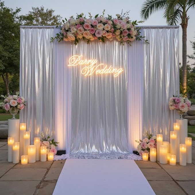 20ft x 10ft Silver Sequin Backdrop Curtain - Image 6