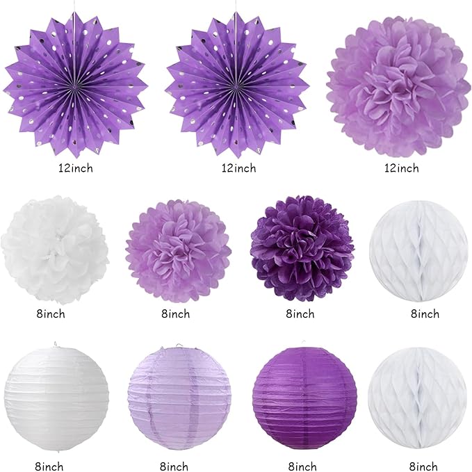 Purple Lilac-Lavender White Women Birthday Party-Decorations - Image 2