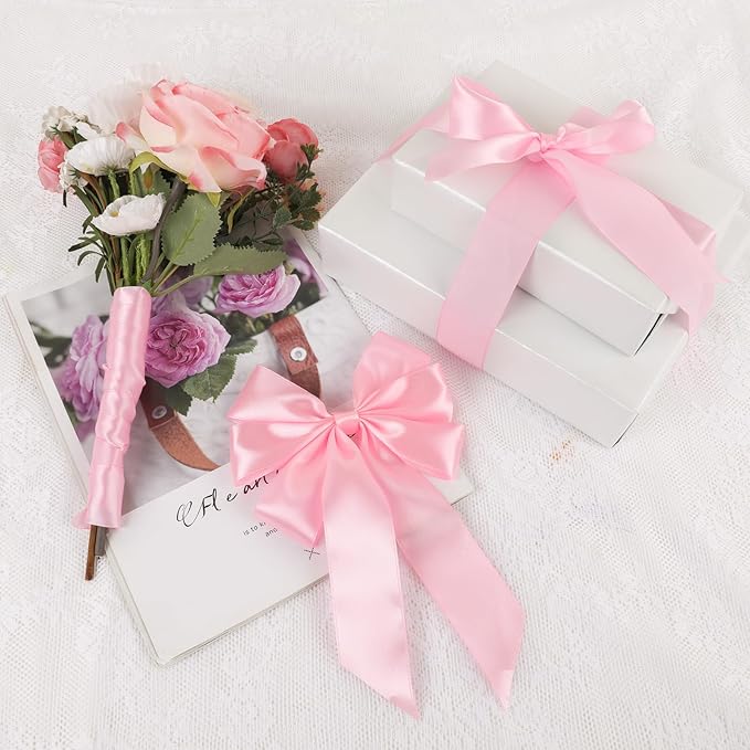 NESCCI 60 Yards Ribbon, 1-1/2 Inch Pink Satin Ribbon, Single Face Satin Ribbons - Image 3