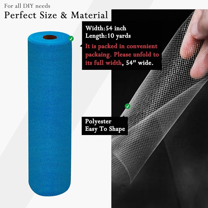 Turquoise Tulle Fabric Rolls 54 Inch by 10 Yards Fabric Tulle Bolt - Image 2