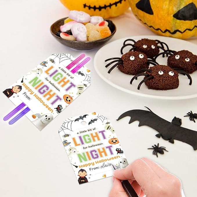 50pcs Halloween Glow Stick Holder Tags, A Little Bit of Light - Image 4