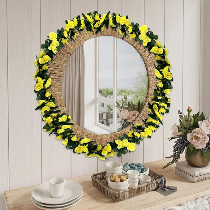 8Pcs 63Ft Yellow Rose Garland, Fake Rose Hanging Flowers, Artificial Flower Vine - Image 5