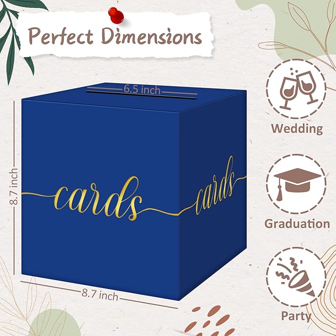 QIKSION Blue Graduation Card Box, Graduation, Wedding Reception, Baby Shower - Image 4