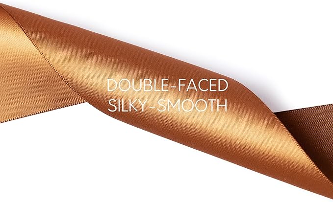 Brown Satin Ribbon 2.5 Inch Double-Faced Polyester Ribbons 25 Yards - Image 3