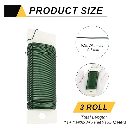 MECCANIXITY 114 Yards/345 Feet Metal Floral Wire 21 Gauge Green Flexible Paddle - Image 2