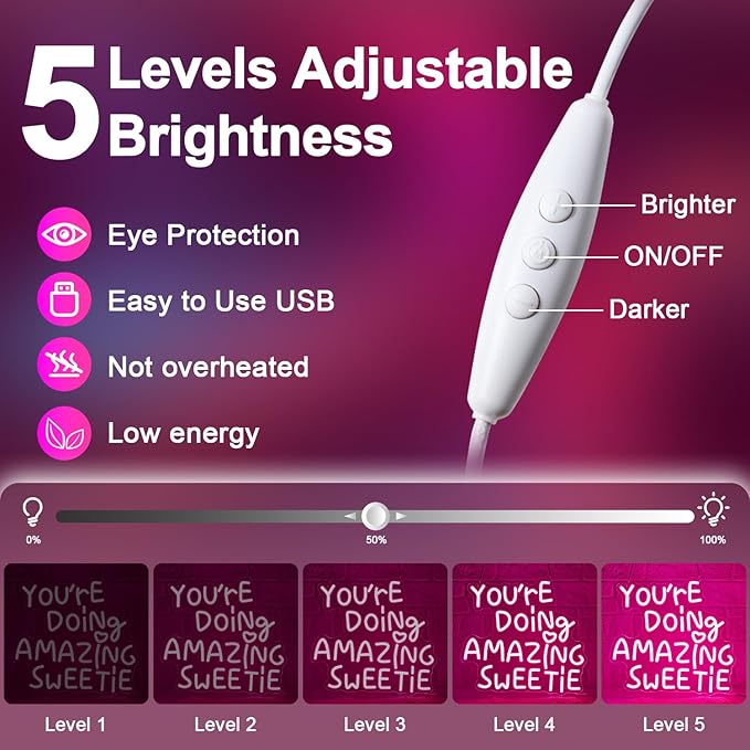 You're Doing Amazing Sweetie Neon Sign, Dimmable Inspirational Letter Neon - Image 4