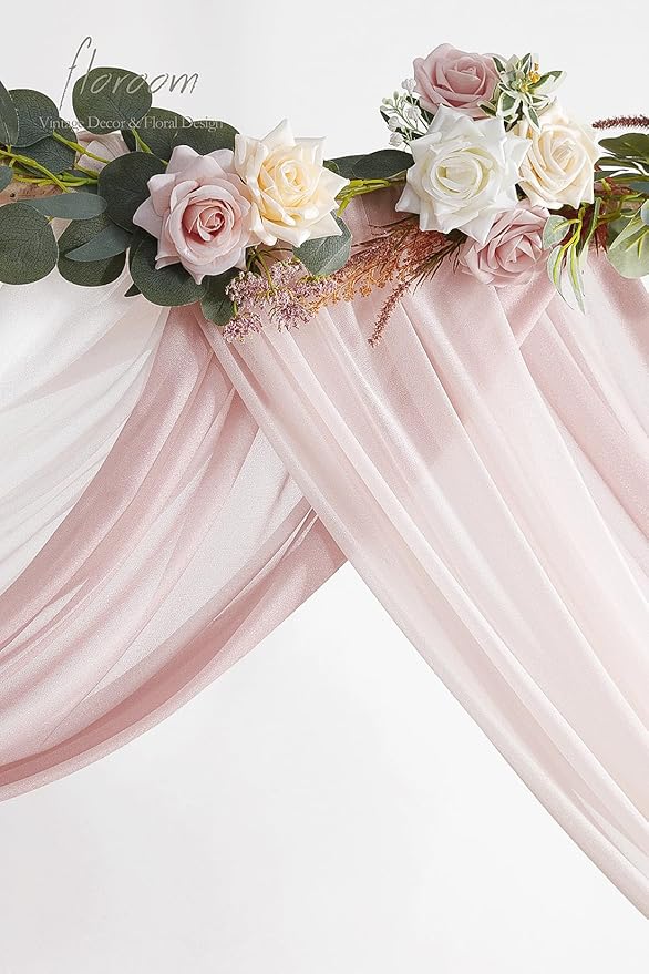 Floroom Wedding Arch Draping Fabric 3 Panels 20Ft Chiffon Fabric Drapes Arbor - Image 6