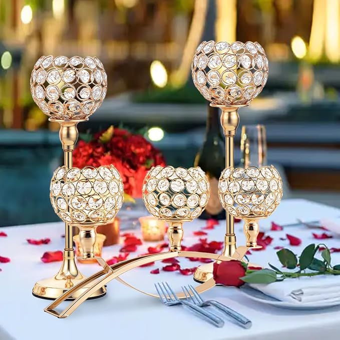 Vincigant Gold Crystal Candle Holders Set of 8 by VINCIGANT