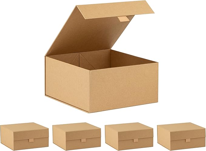 Purple Q Crafts 5 Pack Brown Kraft Ribbed Hard Gift Box by PurpleQCrafts