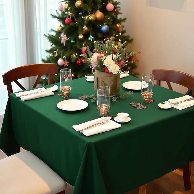 sancua Square Tablecloths 54x54 Inch Hunter Green - Image 2