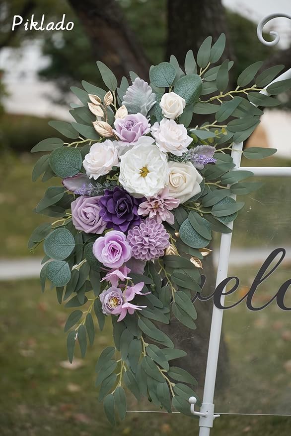 Faux Flower Swag Set of 2 for Wedding Welcome Signs Floral Swag Wedding - Image 6