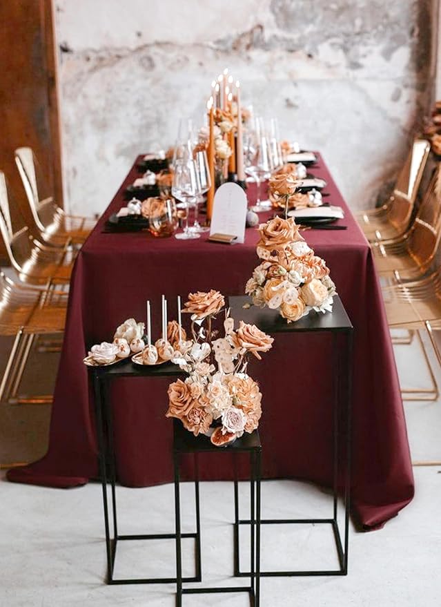 12 Pack Polyester Tablecloth Rectangle Tablecloth 60 x 102 Inch Burgundy - Image 5