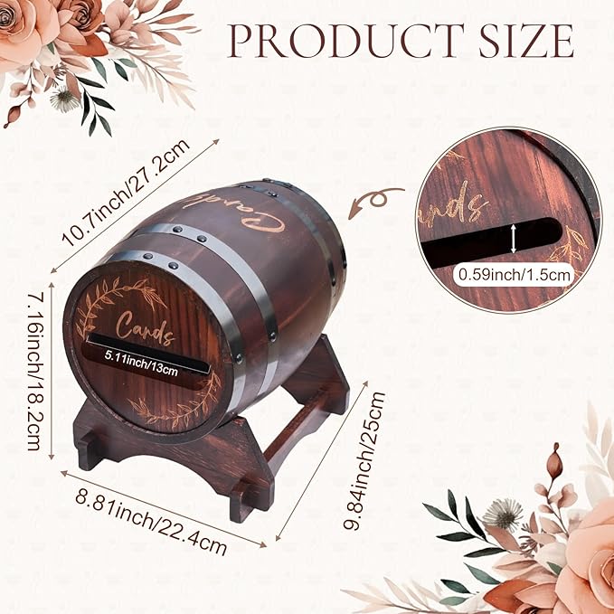 OurWarm Wooden Card Box for Wedding, Vintage Gift Card Box - Image 2