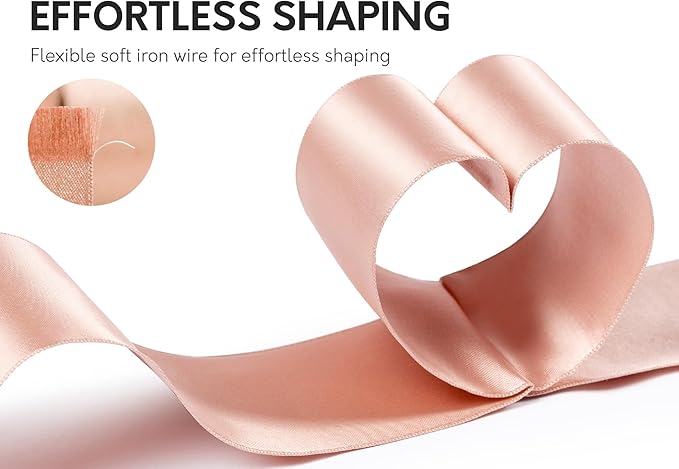 Rose Gold Satin Ribbon Double-Faced Wired Ribbons - Image 3