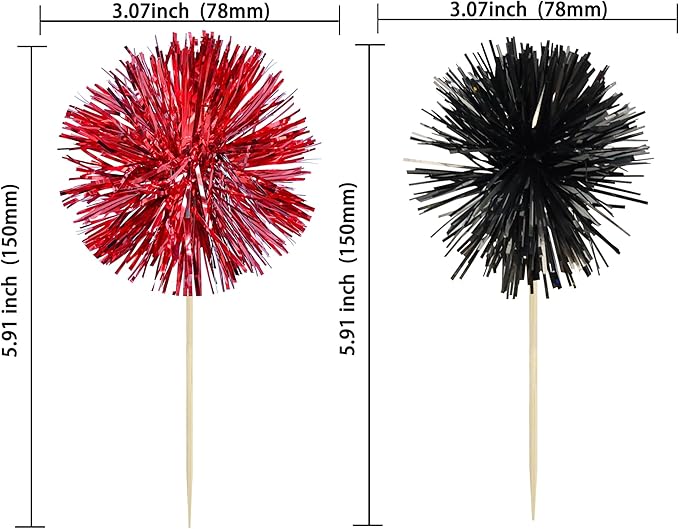 Ephlyn 30Pcs Foil Firework Cupcake Toppers Party Birthday Cake Toppers Supplies - Image 2