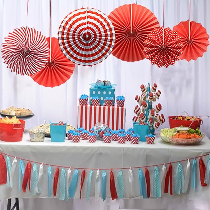 Party Hanging Paper Fans Set - Image 5
