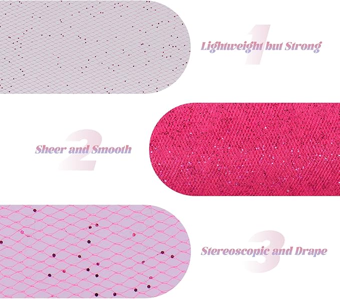 Glitter Tulle Rolls 6” by 50 Yards Sparkle Tulle Fabric Ribbon Sequin Tulle - Image 3